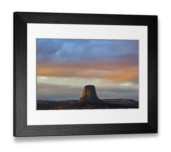 Framed Print : WY, Devils Tower National Monument, Storm at Sunset Framed Print : WY, Devils Tower National Monument, Storm at Sunset
