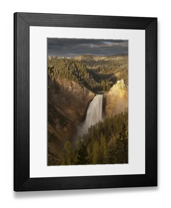 Framed Print : Lower Falls of Yellowstone River from North Rim, Grand Canyon of Yellowstone, Yellowstone