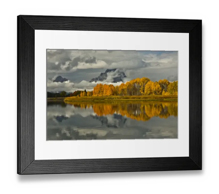 Framed Print : cloudy autumn day, Oxbow, Grand Teton National Park, Wyoming, USA