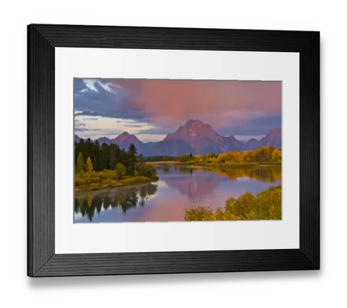 Framed Print : pink sunrise in autumn, Oxbow, Grand Teton National Park, Wyoming, USA Framed Print : pink sunrise in autumn, Oxbow, Grand Teton National Park, Wyoming, USA