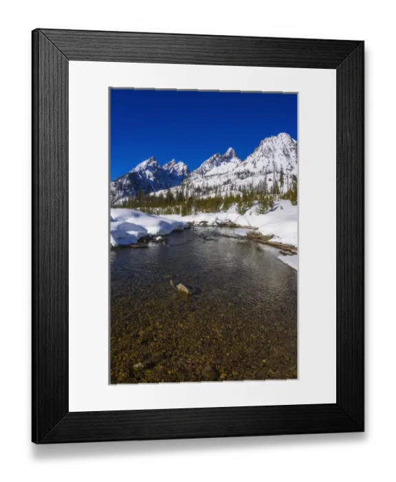 Framed Print : The Tetons in winter above Cottonwood Creek, Grand Teton National Park, Wyoming USA
