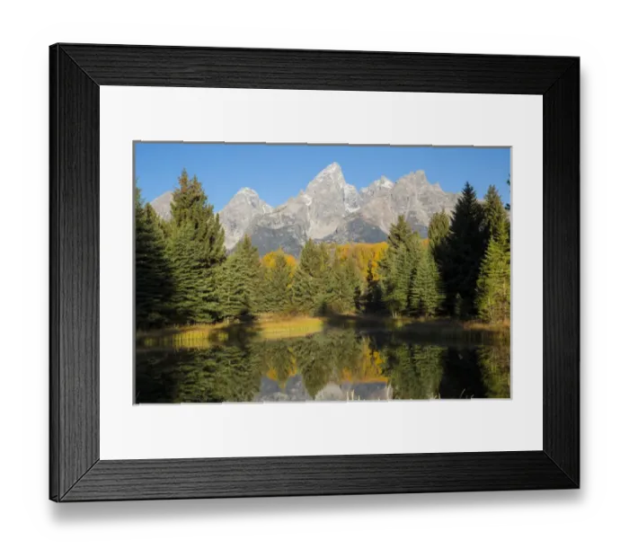 Framed Print : 67545-09506 Sunrise at Schwabacher Landing in fall, Grand Teton National Park, WY
