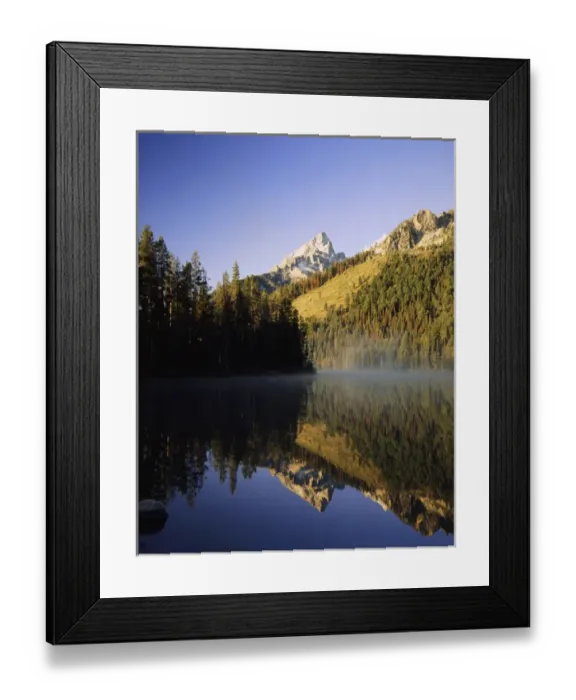 Framed Print : USA, Wyoming, Reflection in steaming string lake Framed Print : USA, Wyoming, Reflection in steaming string lake