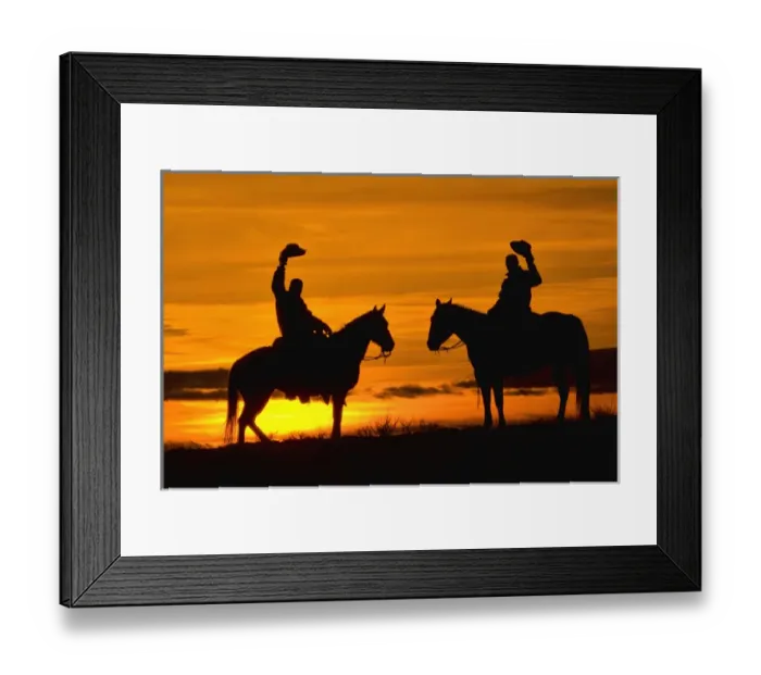 Framed Print : North America; USA; Wyoming; Shell; Cowboys on ridge at Sunset; (MR) Framed Print : North America; USA; Wyoming; Shell; Cowboys on ridge at Sunset; (MR)