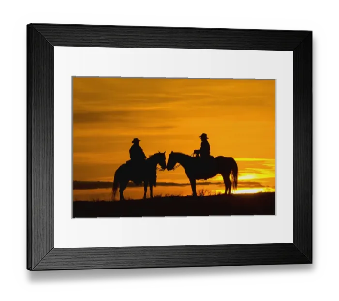 Framed Print : North America; USA; Wyoming; Shell; Cowboys on ridge at Sunset; (MR) Framed Print : North America; USA; Wyoming; Shell; Cowboys on ridge at Sunset; (MR)