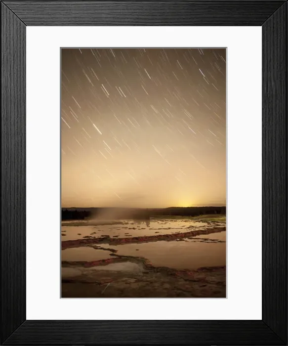 Framed Print : Startrails over active geyser. Fire Hole. Yellowstone National Park. Wyoming Framed Print : Startrails over active geyser. Fire Hole. Yellowstone National Park. Wyoming
