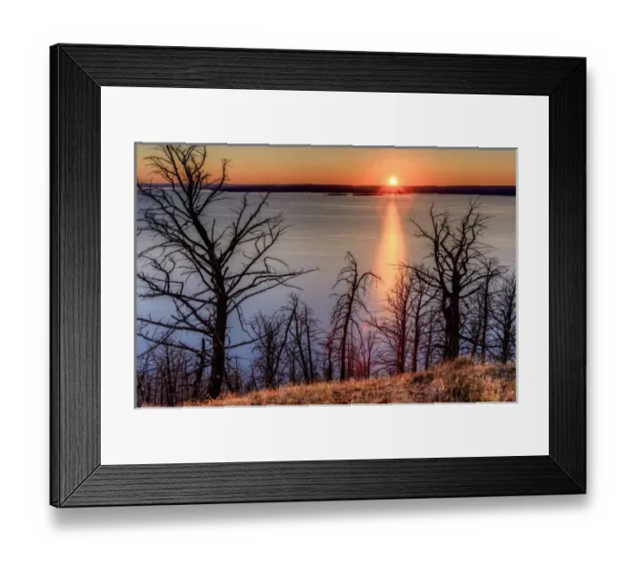 Framed Print : Sunset at Yellowstone Lake. Burned trees. Yellowstone National Park. Wyoming Framed Print : Sunset at Yellowstone Lake. Burned trees. Yellowstone National Park. Wyoming