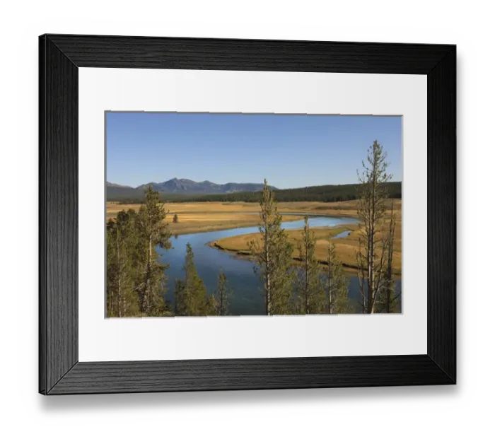 Framed Print : River snaking through the meadows. Yellowstone National Park, Wyoming, US