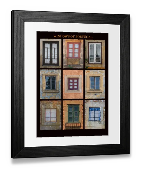 Framed Print : This poster captures interesting windows found throughout Portugal Framed Print : This poster captures interesting windows found throughout Portugal