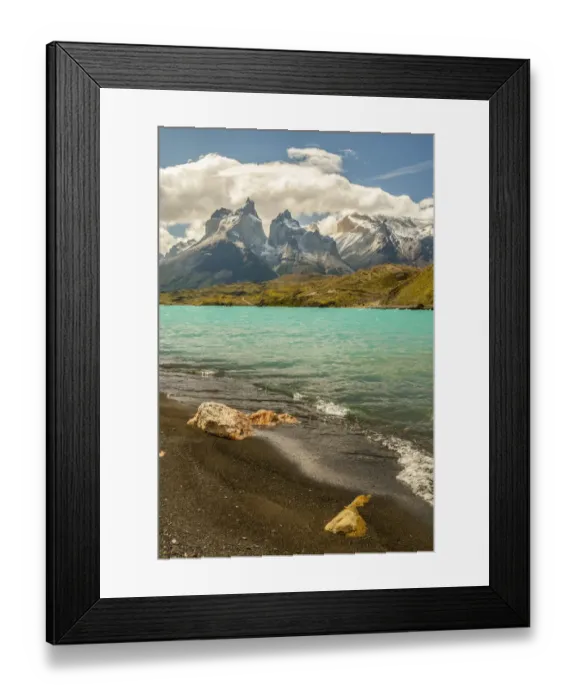Framed Print : South America, Chile, Patagonia. Lake Pehoe and The Horns mountains Framed Print : South America, Chile, Patagonia. Lake Pehoe and The Horns mountains