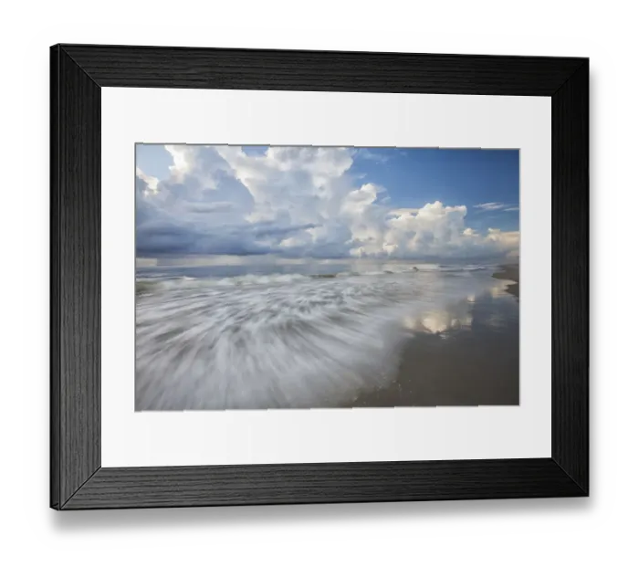 Framed Print : USA; North America; Georgia; Tybee Island; Clouds and waves in morning light at the beach Framed Print : USA; North America; Georgia; Tybee Island; Clouds and waves in morning light at the beach
