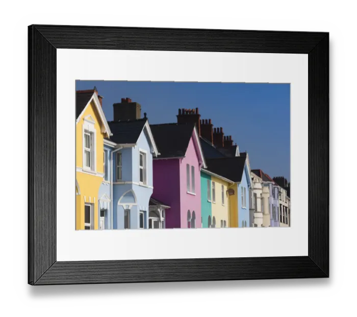 Framed Print : UK, Northern Ireland, County Antrim, Whitehead, colorful houses Framed Print : UK, Northern Ireland, County Antrim, Whitehead, colorful houses