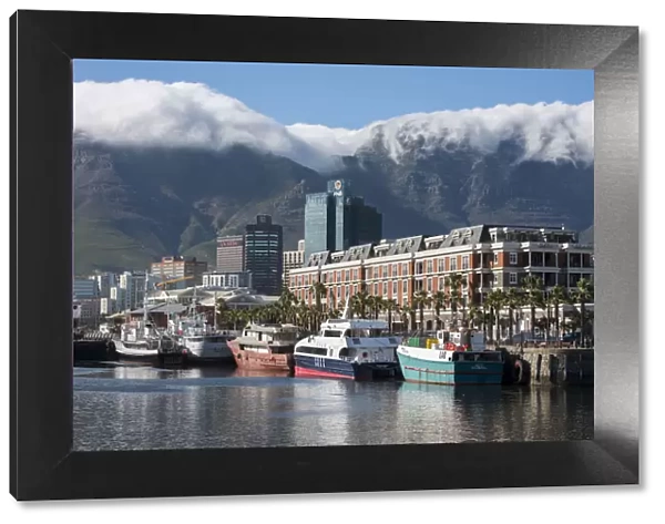 South Africa, Cape Town. Victoria & Alfred Waterfront, Table Mountain in the distance