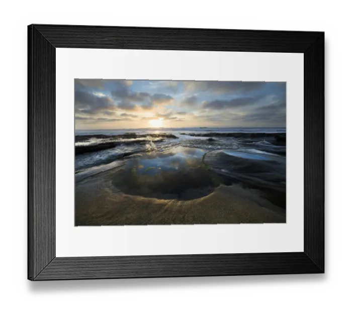 Framed Print : USA, California, La Jolla. Tidepools at sunset