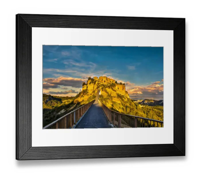 Framed Print : Italy, Civita, Bridge to Civita Framed Print : Italy, Civita, Bridge to Civita