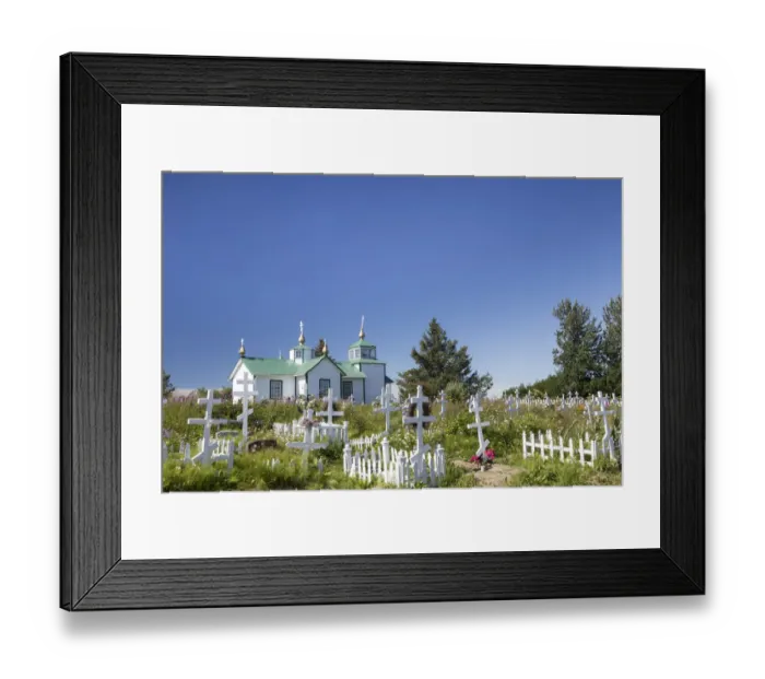 Framed Print : USA, Alaska, Ninilchik. Russian Orthodox Church and cemetery Framed Print : USA, Alaska, Ninilchik. Russian Orthodox Church and cemetery