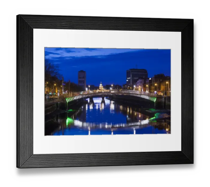 Framed Print : Ireland, Dublin, Hapenny Bridge over the River Liffey, dawn Framed Print : Ireland, Dublin, Hapenny Bridge over the River Liffey, dawn