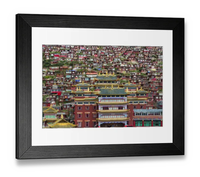 Framed Print : Seda Larung Wuming, the worlds largest Tibetan Buddhist institute, temple with