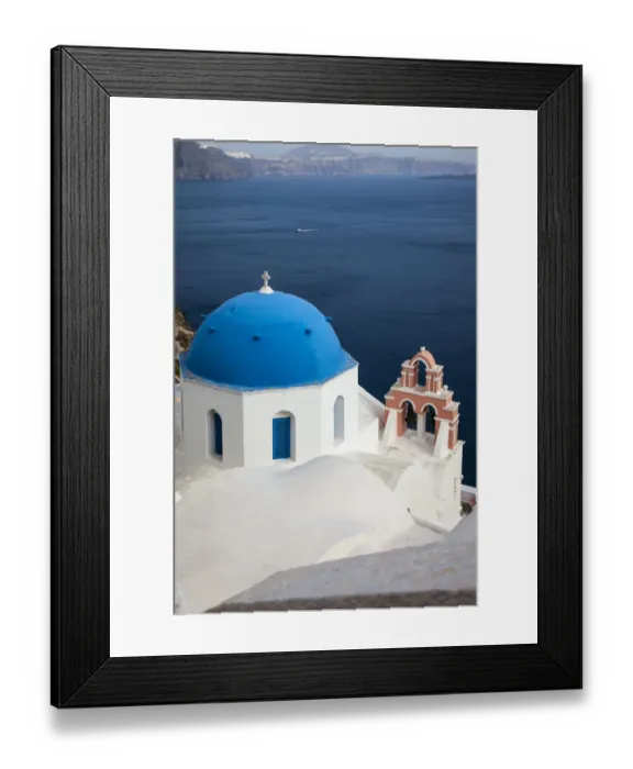 Framed Print : Greece, Santorini, Blue Dome and Bell Tower Framed Print : Greece, Santorini, Blue Dome and Bell Tower