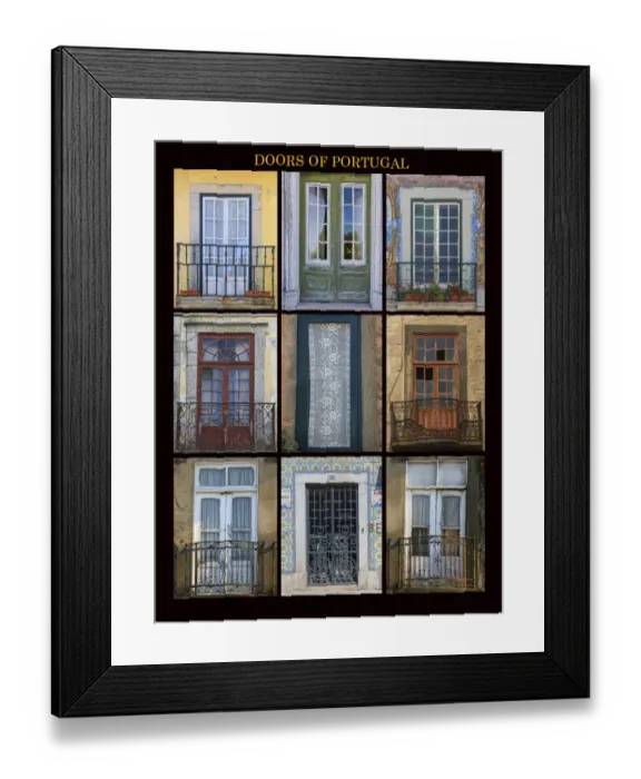 Framed Print : A poster featuring nine different doors of interest shot throught Portugal Framed Print : A poster featuring nine different doors of interest shot throught Portugal