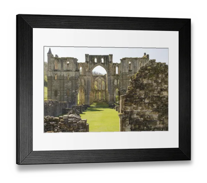 Framed Print : England, North Yorkshire, Rievaulx. 13th c. Cistercian ruins of Rievaulx Abbey. English Heritage