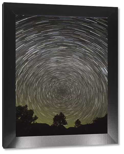 USA, California, Pine Valley. Star trails of the Milky Way galaxy