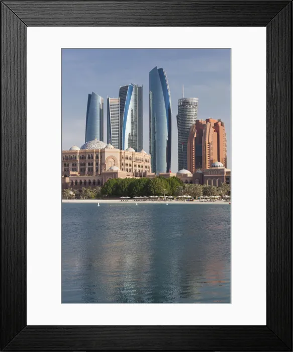 Framed Print : UAE, Abu Dhabi, Etihad Towers and Emirates Palace Hotel Framed Print : UAE, Abu Dhabi, Etihad Towers and Emirates Palace Hotel