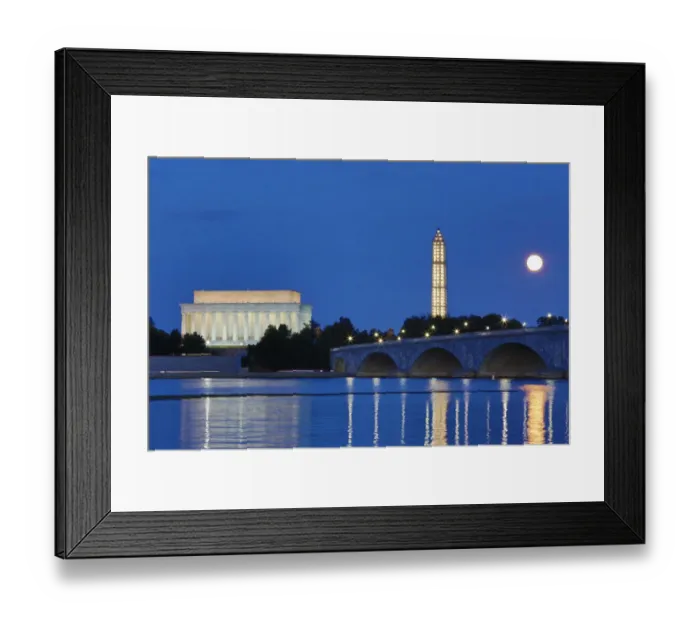 Framed Print : USA, District of Columbia, Washingon, Moon Rising Over the Memorial Bridge and the Lincoln Memorial Framed Print : USA, District of Columbia, Washingon, Moon Rising Over the Memorial Bridge and the Lincoln Memorial