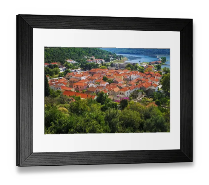 Framed Print : The town of Ston from the Great Wall, Ston, Dalmatian Coast, Croatia Framed Print : The town of Ston from the Great Wall, Ston, Dalmatian Coast, Croatia
