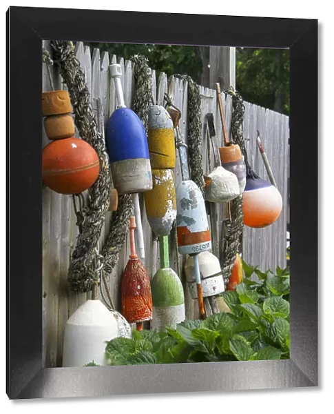 Buoys outside Lucy Js Jewelry and Glass Studio, Eastham, Cape Cod, Massachusetts