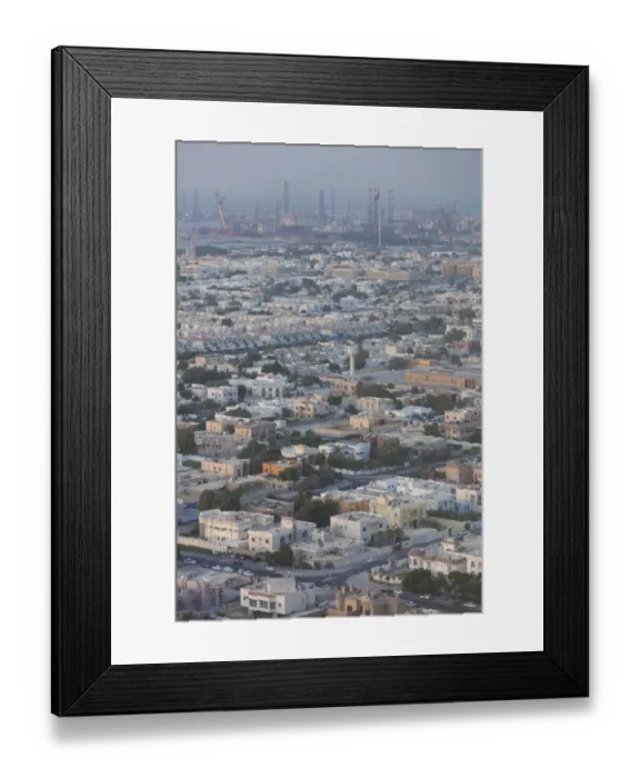 Framed Print : UAE, Dubai, Jumeirah, elevated view of the Jumeirah area