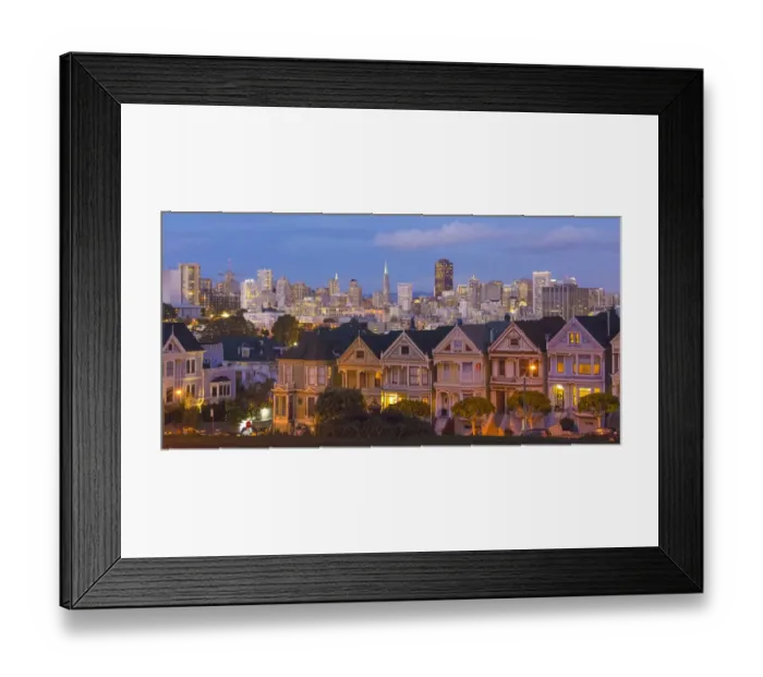 Framed Print : San Francisco California Painted Ladies Victorian homes and city in background Framed Print : San Francisco California Painted Ladies Victorian homes and city in background