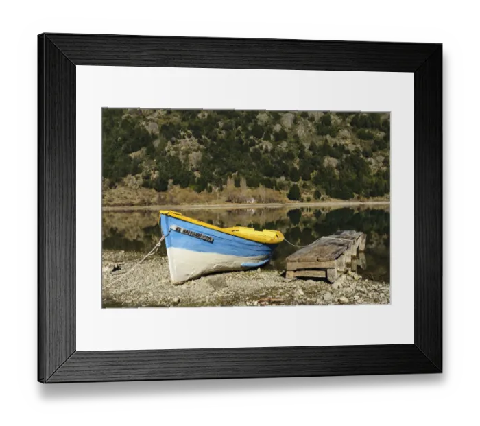 Framed Print : Chile, Aysen, Bertrand, Baker River. Fishing boat on the shore of Lago Bertrand Framed Print : Chile, Aysen, Bertrand, Baker River. Fishing boat on the shore of Lago Bertrand