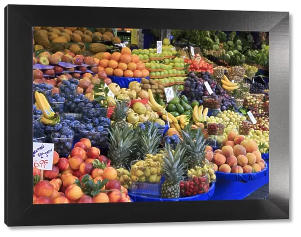 Turkey, Istanbul, Kadikoy District, street market featuring a wide variety of fresh fruits