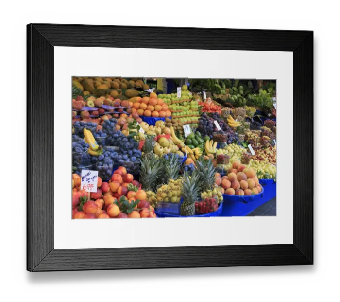 Framed Print : Turkey, Istanbul, Kadikoy District, street market featuring a wide variety of fresh fruits