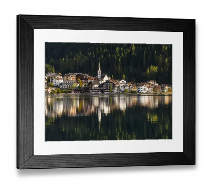 Framed Print : Village Alleghe at Lago di Alleghe at the foot of mount Civetta, one of the icons Framed Print : Village Alleghe at Lago di Alleghe at the foot of mount Civetta, one of the icons