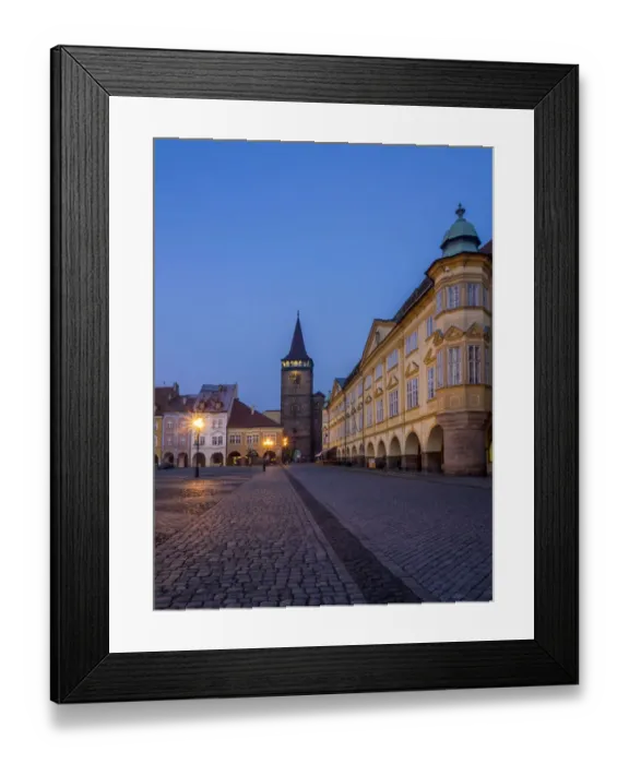 Framed Print : Europe, Czech Republic, Jicin. Twilight in the main square surrounded with recently Framed Print : Europe, Czech Republic, Jicin. Twilight in the main square surrounded with recently