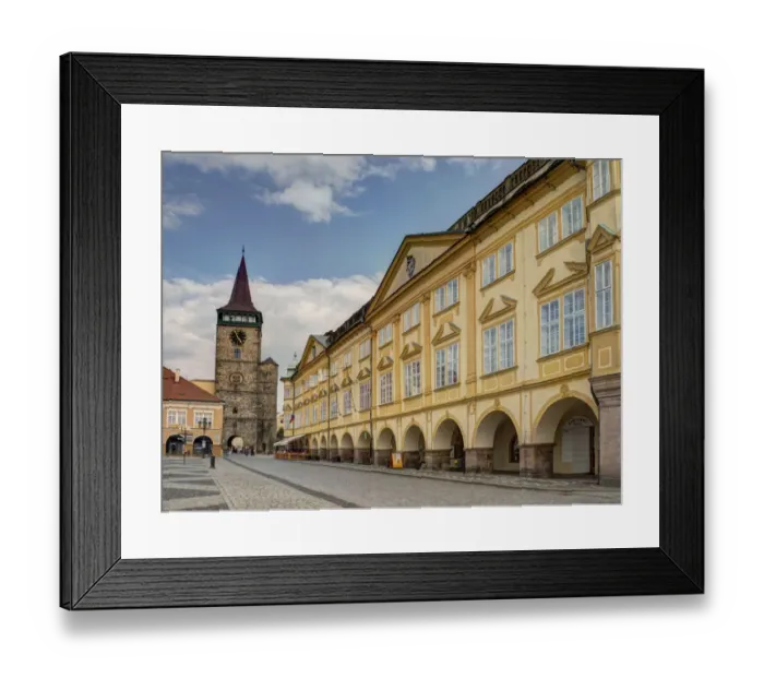Framed Print : Europe, Czech Republic, Jicin. The main square surrounded with recently restored