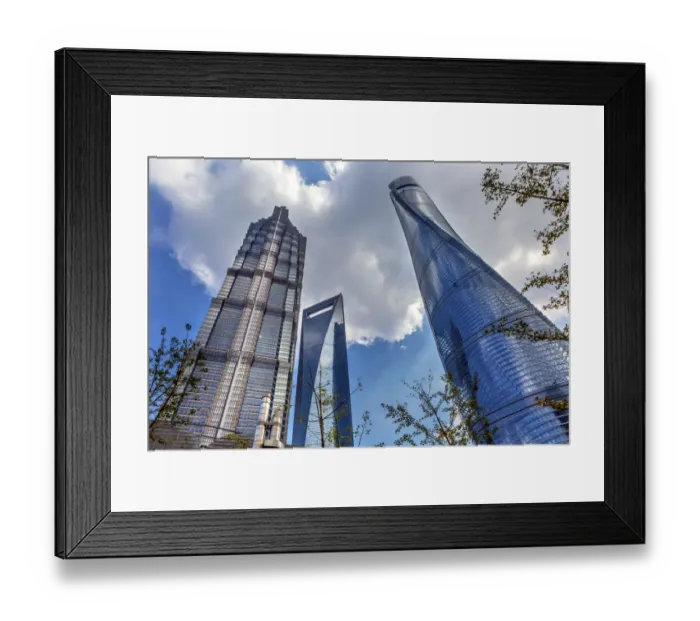Framed Print : Three Skyscrapers Trees Reflections Liujiashui Financial District Shanghai China Framed Print : Three Skyscrapers Trees Reflections Liujiashui Financial District Shanghai China