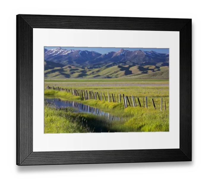 Framed Print : North America; USA; Idaho; Fairfield; Camas Prairie; Creek and fenceline in the Camas Framed Print : North America; USA; Idaho; Fairfield; Camas Prairie; Creek and fenceline in the Camas