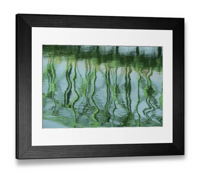 Framed Print : Green bridge reflection in water Framed Print : Green bridge reflection in water