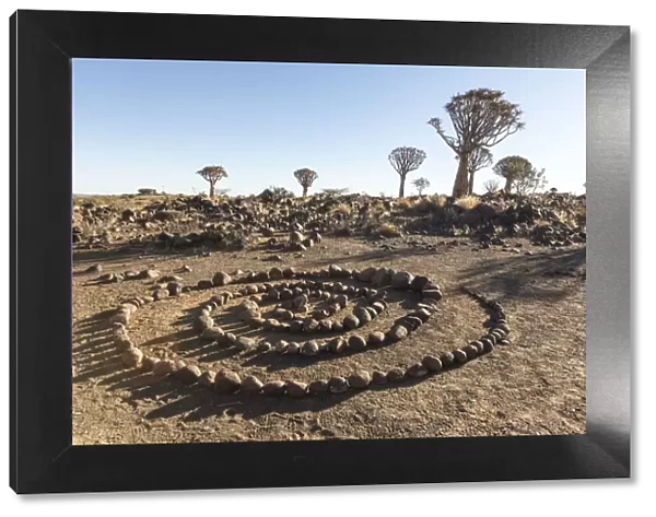 Africa, Namibia, Keetmanshoop. Rock spiral and Quivertree Forest