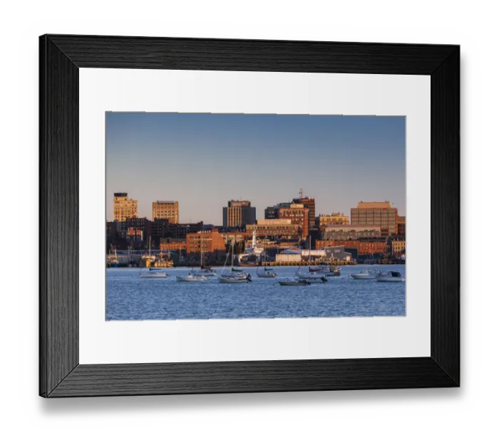 Framed Print : USA, Maine, skyline from South Portland at dawn Framed Print : USA, Maine, skyline from South Portland at dawn