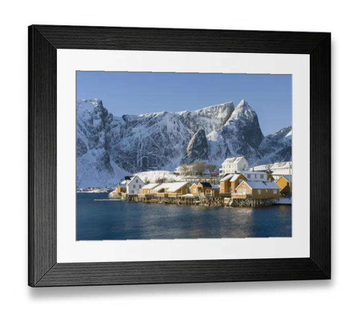 Framed Print : Village Reine and village Skrisoya on the island Moskenesoya Framed Print : Village Reine and village Skrisoya on the island Moskenesoya