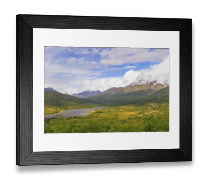Framed Print : Canada, Yukon Territory. Landscape of Tombstone Range and North Klondike River. Credit as Framed Print : Canada, Yukon Territory. Landscape of Tombstone Range and North Klondike River. Credit as