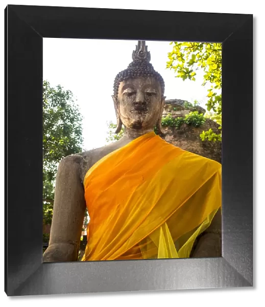 Southeast Asia; Thailand; Ayutthaya; Buddha Drapped with Orange