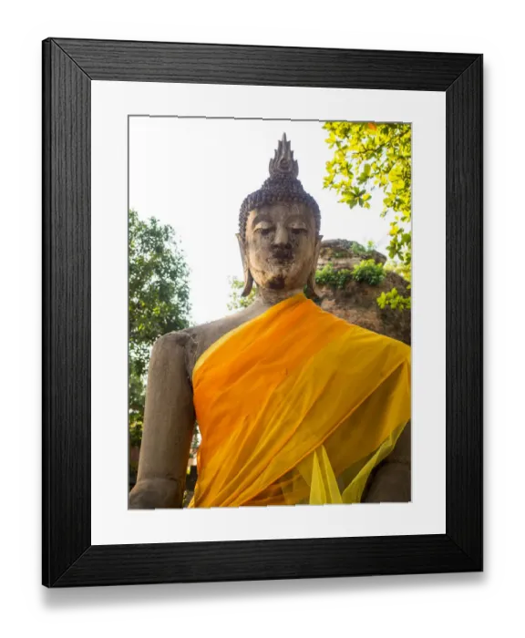 Framed Print : Southeast Asia; Thailand; Ayutthaya; Buddha Drapped with Orange Framed Print : Southeast Asia; Thailand; Ayutthaya; Buddha Drapped with Orange