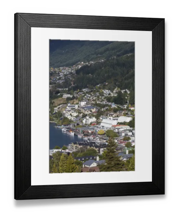 Framed Print : New Zealand, South Island, Otago, Queenstown, elevated town view, morning Framed Print : New Zealand, South Island, Otago, Queenstown, elevated town view, morning