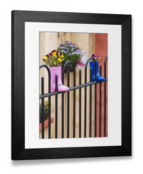 Framed Print : Ireland, County Kerry, Dingle Peninsula, Cloghane, fence decorated with children s