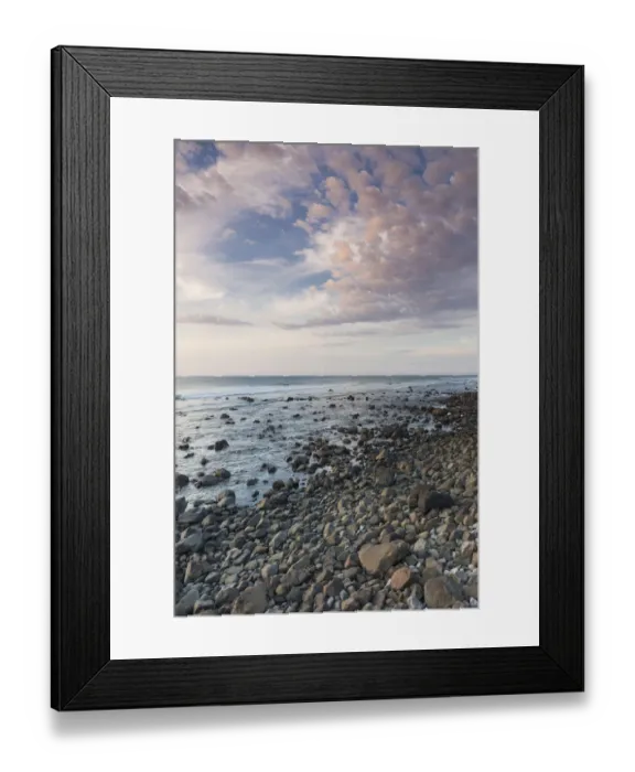 Framed Print : New Zealand, North Island, New Plymouth-area, Pungarehu, Cape Egmont, seascape, dusk